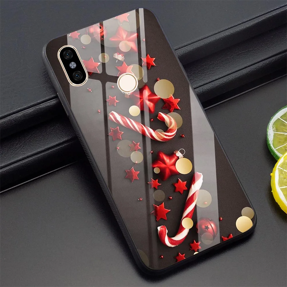 K3015611 Новогодний чехол для телефона Xiao mi Pocophone F1 Note 5 6 7 Pro Red mi 4X 6A mi A1 A2 8 Lite 9 из закаленного стекла - Цвет: K3015611