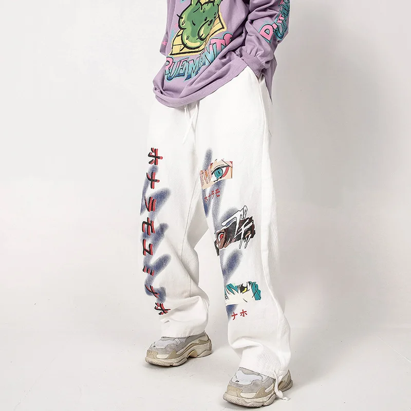 Harajuku Hip Hop Sweatpants Graffiti Fashion Print Joggers Pants Streetwear Black Loose 2020 New | Мужская одежда