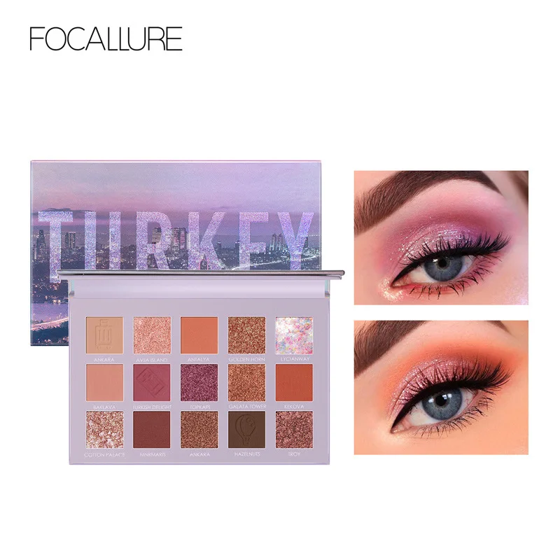 

FOCALLURE Matte металлические палитры теней для век макияж кисти 15 цветов Блеск Ins YouTube