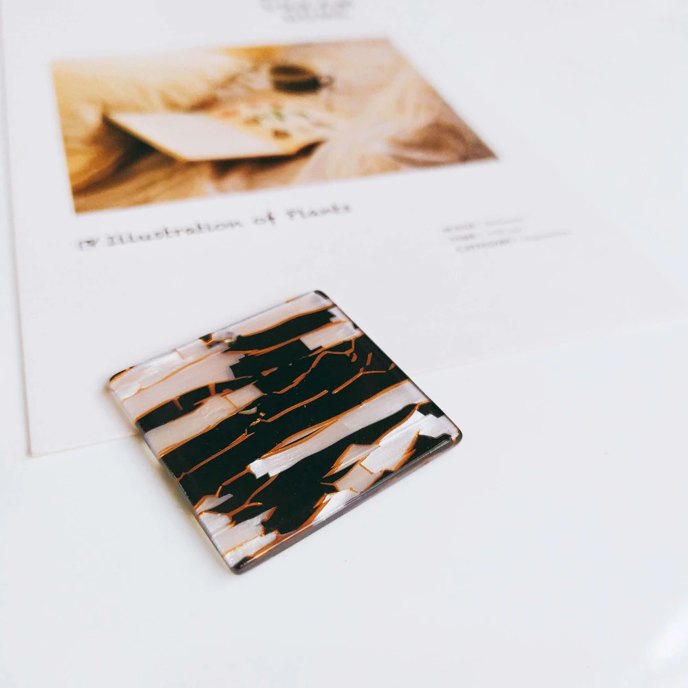 Квадратная смола пластик зеленый кулон серьги Diy материал ожерелье