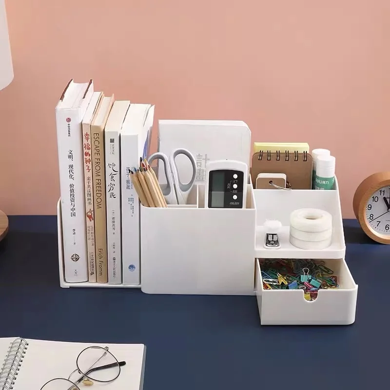 

2020 Desk Office Organizer Storage Holder Desktop Pencil Pen Sundries Badge Box Stationery Office School Home Supplies