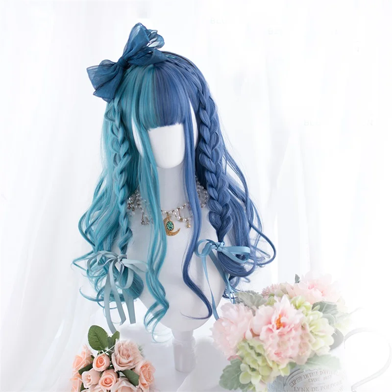 

CosplayMix 2 Style Lolita Alice Garden Ombre Long Wavy /Straight Bangs Christmas Party Cosplay Synthetic Wig+Cap