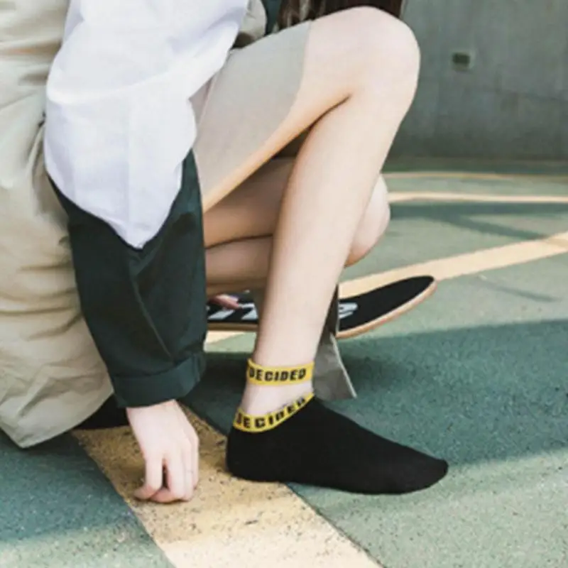 

Summer Transparent Letter Patterned Socks Hollow Out Cotton Short Socks Comfortable Breathable Casual Ankle Socks Female