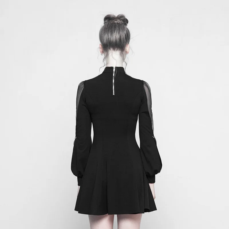 Женское трикотажное платье с высоким воротником в стиле панк готический стиль