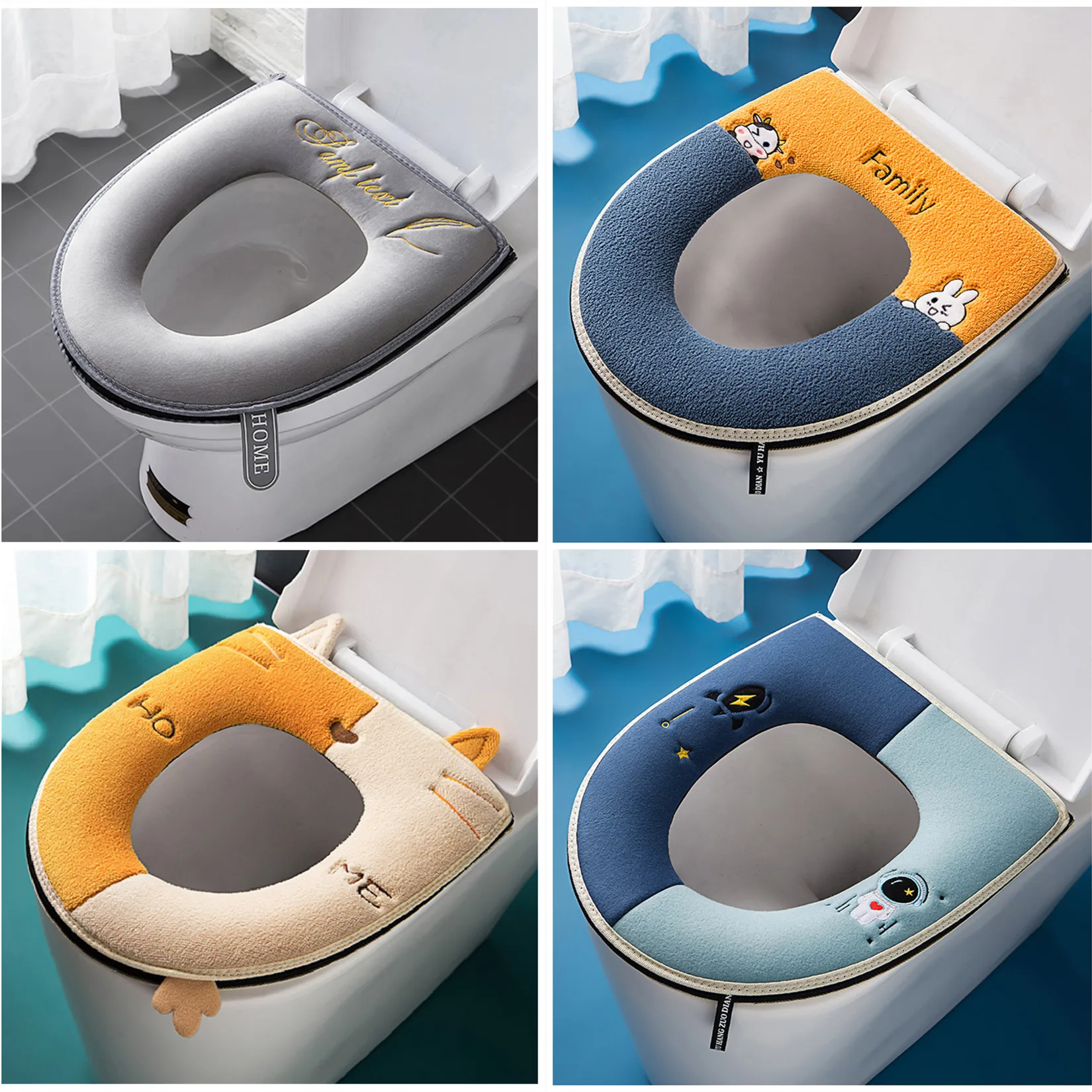 

Warm Winter Toilet Seat Cover Soft Toilet Cushion Washable Closestool With Handle Universal O-shape Bidet Mat Bathroom Accessori