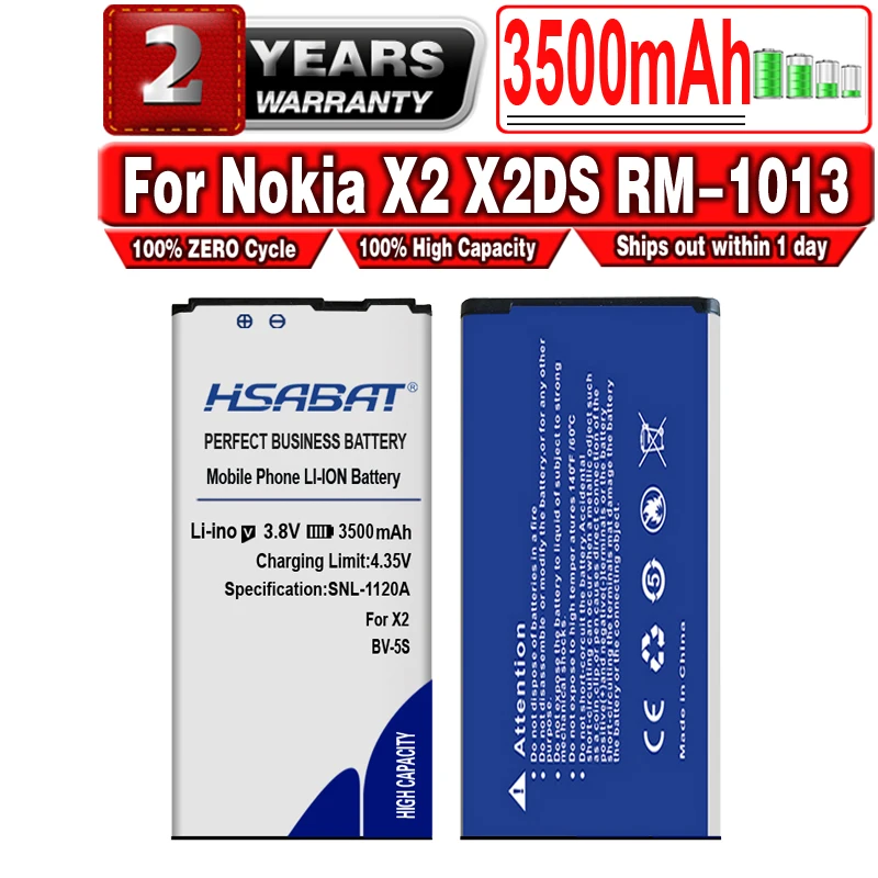 HSABAT BV 5S BV-5S 3500mAh литий-ионный аккумулятор для Nokia X2 X2DS RM-1013 1013 X + Plus | Мобильные