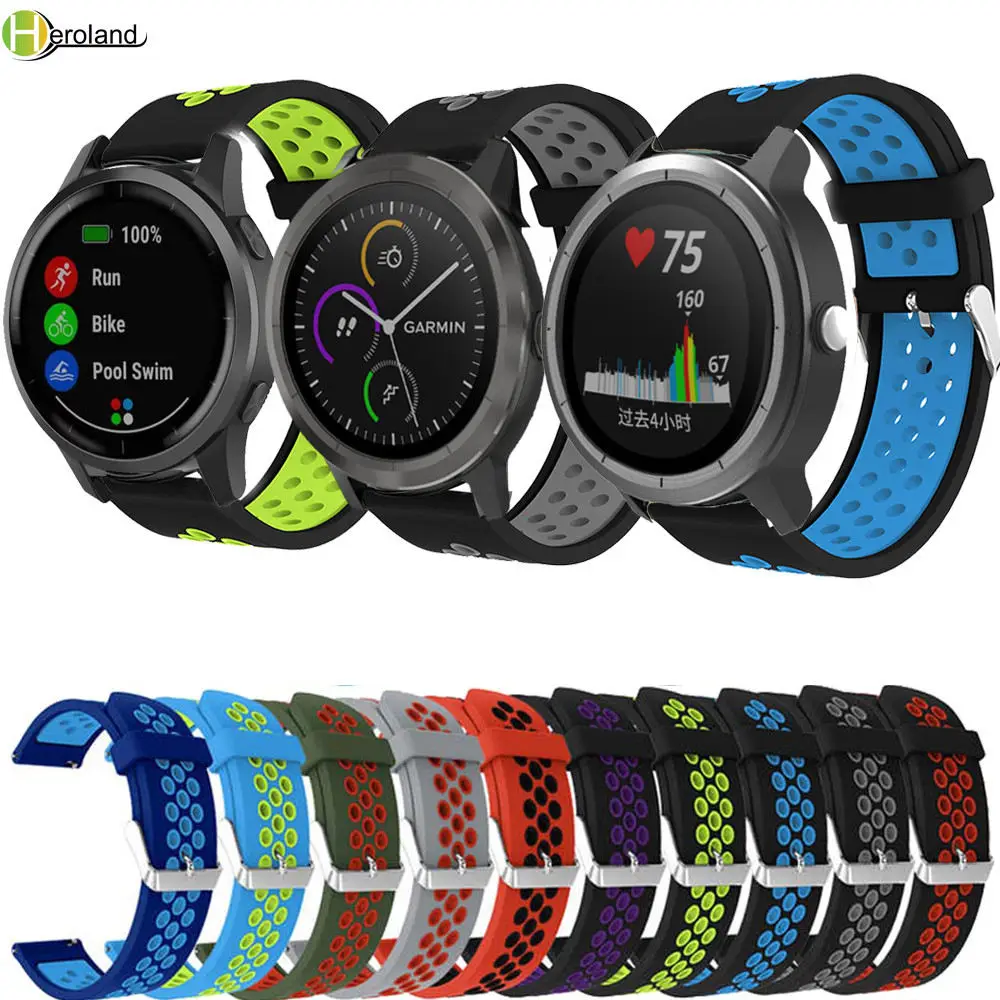 

Ремешок силиконовый для наручных часов Garmin Vivoactive 3 / 4 / Forerunner 645 245 245 мм Amazfit pace, спортивный браслет для часов, 20 мм 22 мм