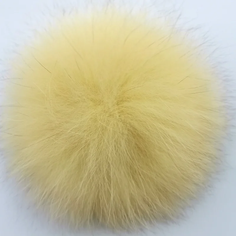 Yellow-Buttons Отборные мягкие гладкие длинные струящиеся волосы 13-15 см/5,1-5,9 дюймов роскошный супер большой натуральный шарик из меха лисы с пряжками для женщин детей шляпа - Цвет: Yellow-Buttons
