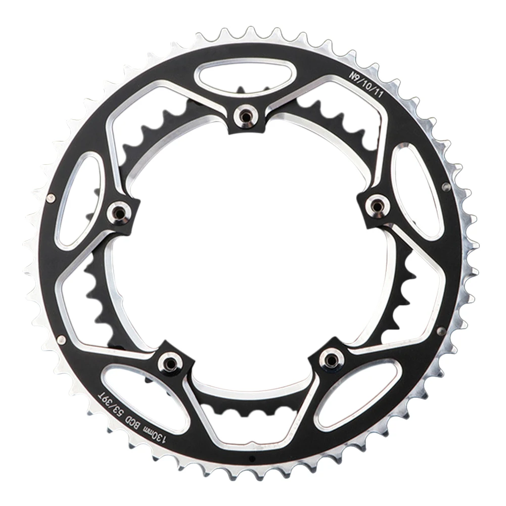 Двойная круглая велосипедная Звездочка из алюминиевого сплава 53T-39T для