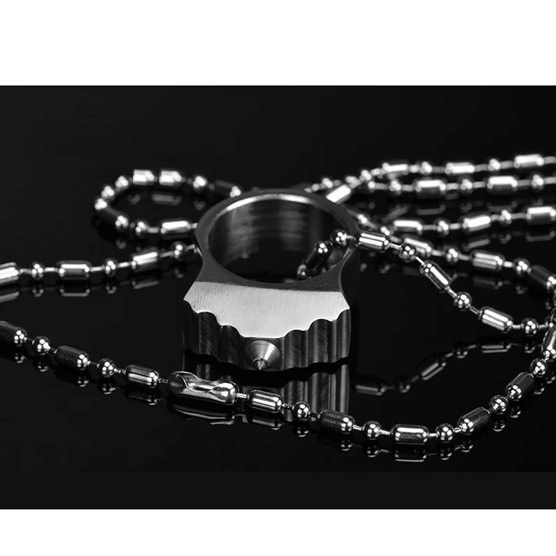 Кольцо и цепь из вольфрамовой стали для женщин, ожерелье с защитой от волка, кольцо для выживания, разбивающее окно, EDC, Самооборона от AliExpress WW
