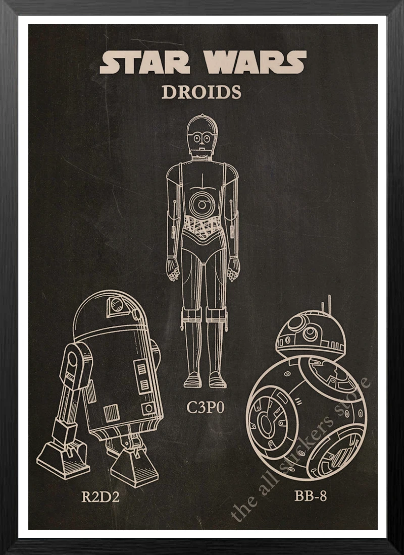 Звезда Плакат войны Робот R2-D2 Звездный Разрушитель плакат для кафе бар Домашний Декор Ретро Крафт обои - Цвет: 25