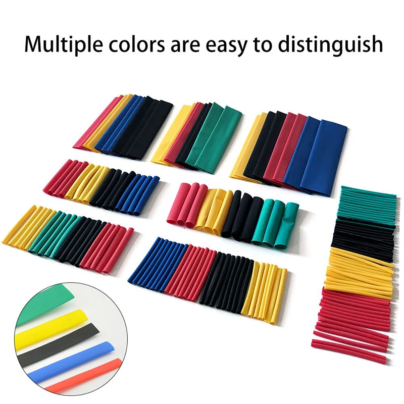 

164pcs/Set PVC Heat Shrink Tubing Kit Polyolefin Shrinkable tube cable sleeve 8 Sizes 2:1 S