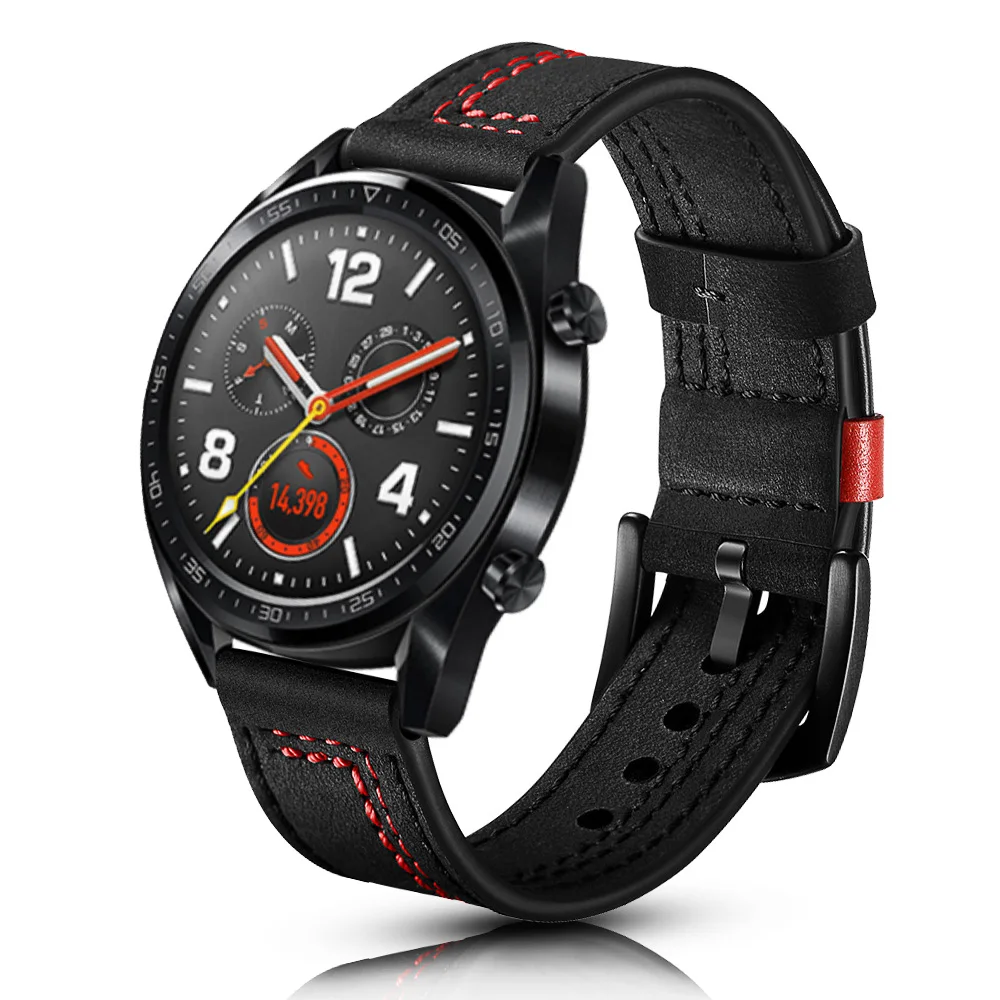 Кожаный ремешок в шовном стиле для Huawei Watch 3/Pro GT 2 46 мм браслет Samsung Galaxy 3 45 мм/46 22