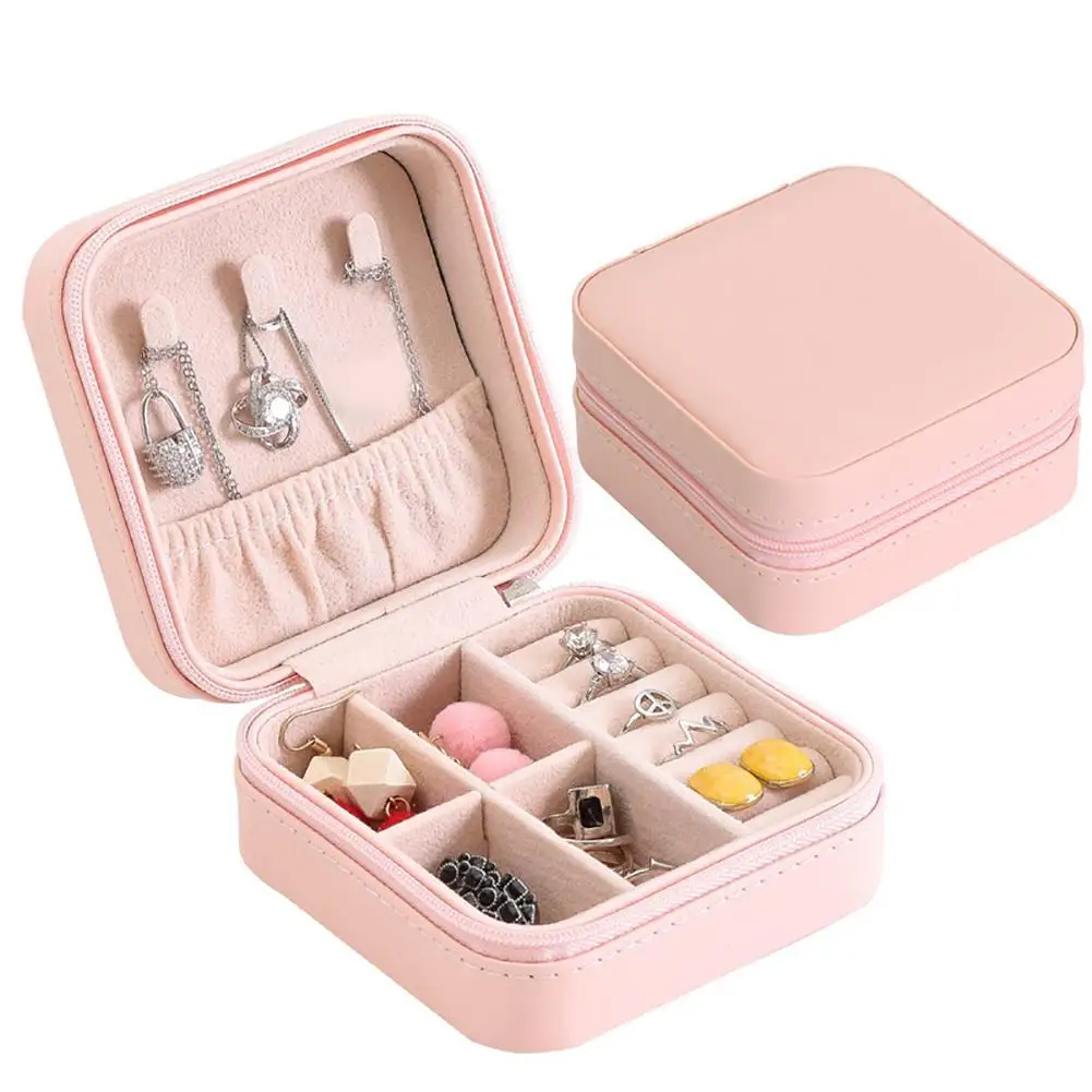 

Portable Jewelry Organizer Collection Necklace Ring Earrings Storage Box Jewelry Display Travel Boxs Women Gifts High Capacity