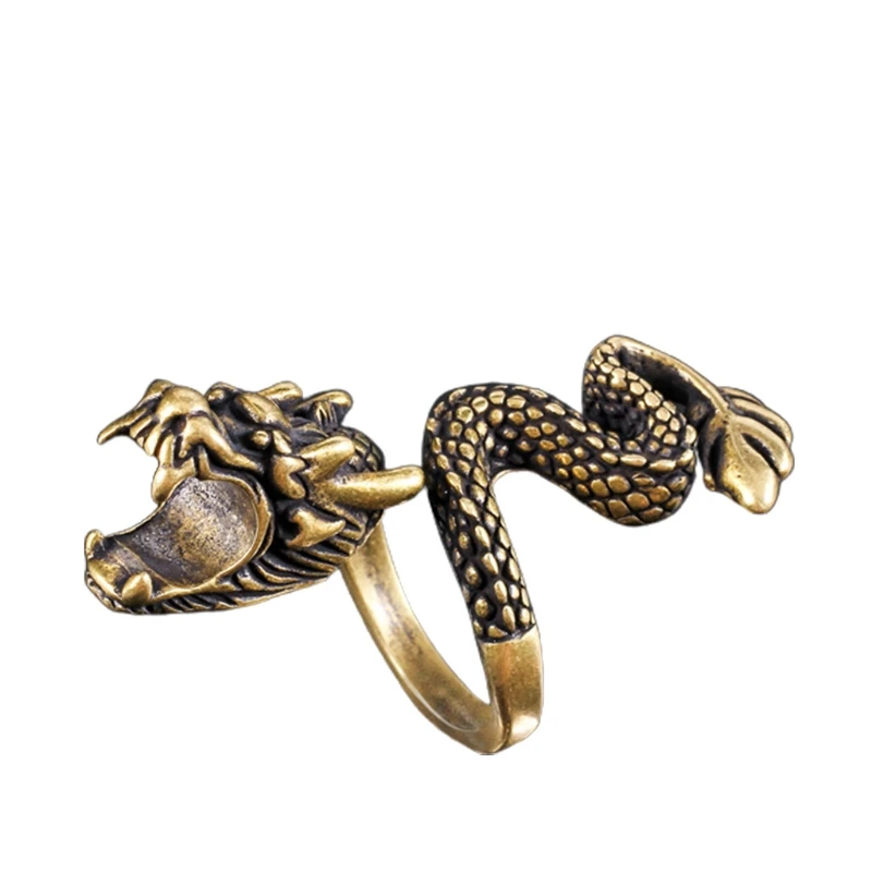 

Retro Ring Dragon Cigarette Holder Rack Finger Clip Bronze Opening Adjustable for Cigarettes Holder Smoking Accessories F19B