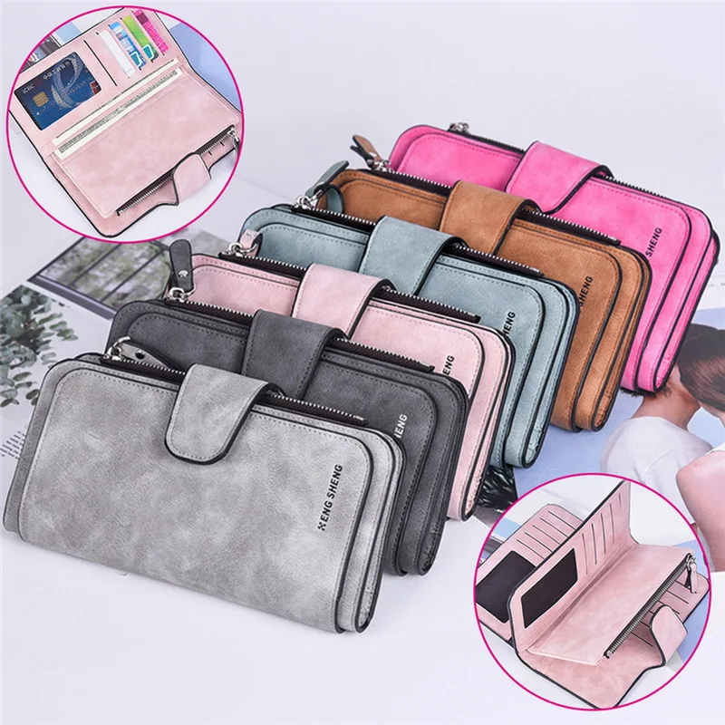 Модный кошелек Женская длинная сумка для денег сумочки на запястье монет молнии