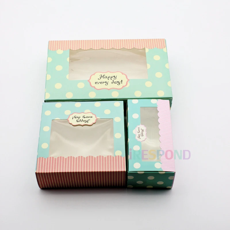 50 шт коробки для торта с окном в горошек подарочная коробка свадебные конфеты