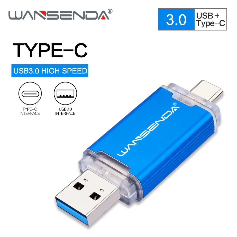WANSENDA OTG USB флеш накопитель 32 Гб 64 128 ГБ 256 512 Cle 3 0 Type C для Android/Tablet/PC карта памяти|USB