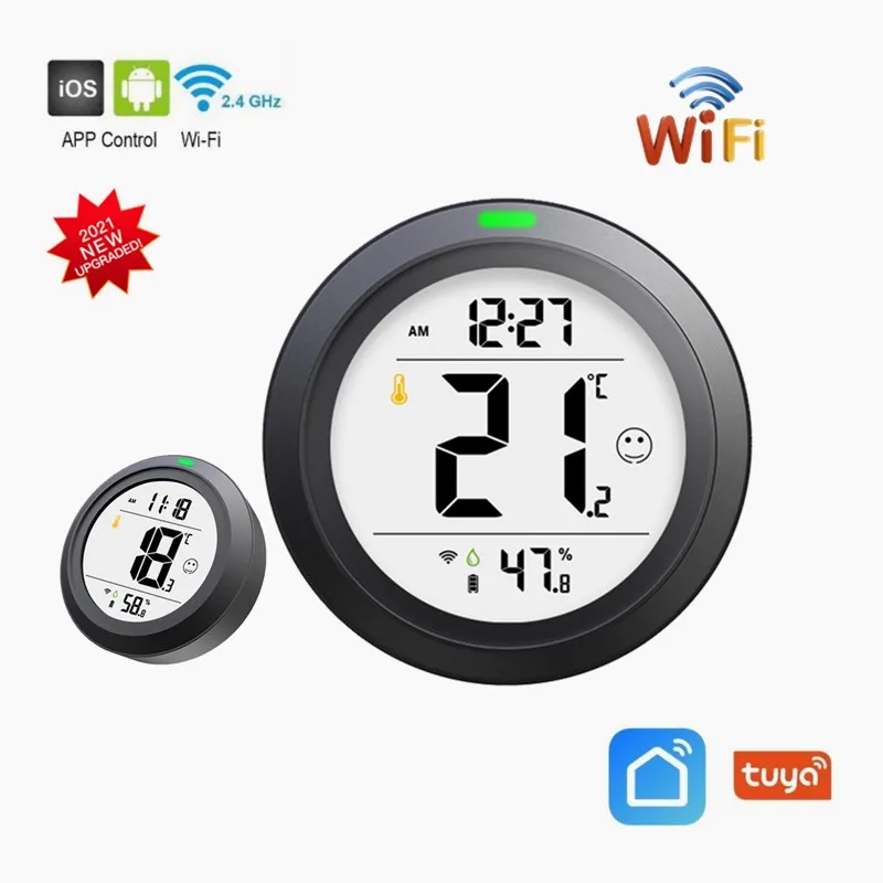 

Mini Smart Temperature And Humidity Detector WiFi Bluetooth-compatible Comfort Clock Light Alarm Connected To Tuya Smart Sensor