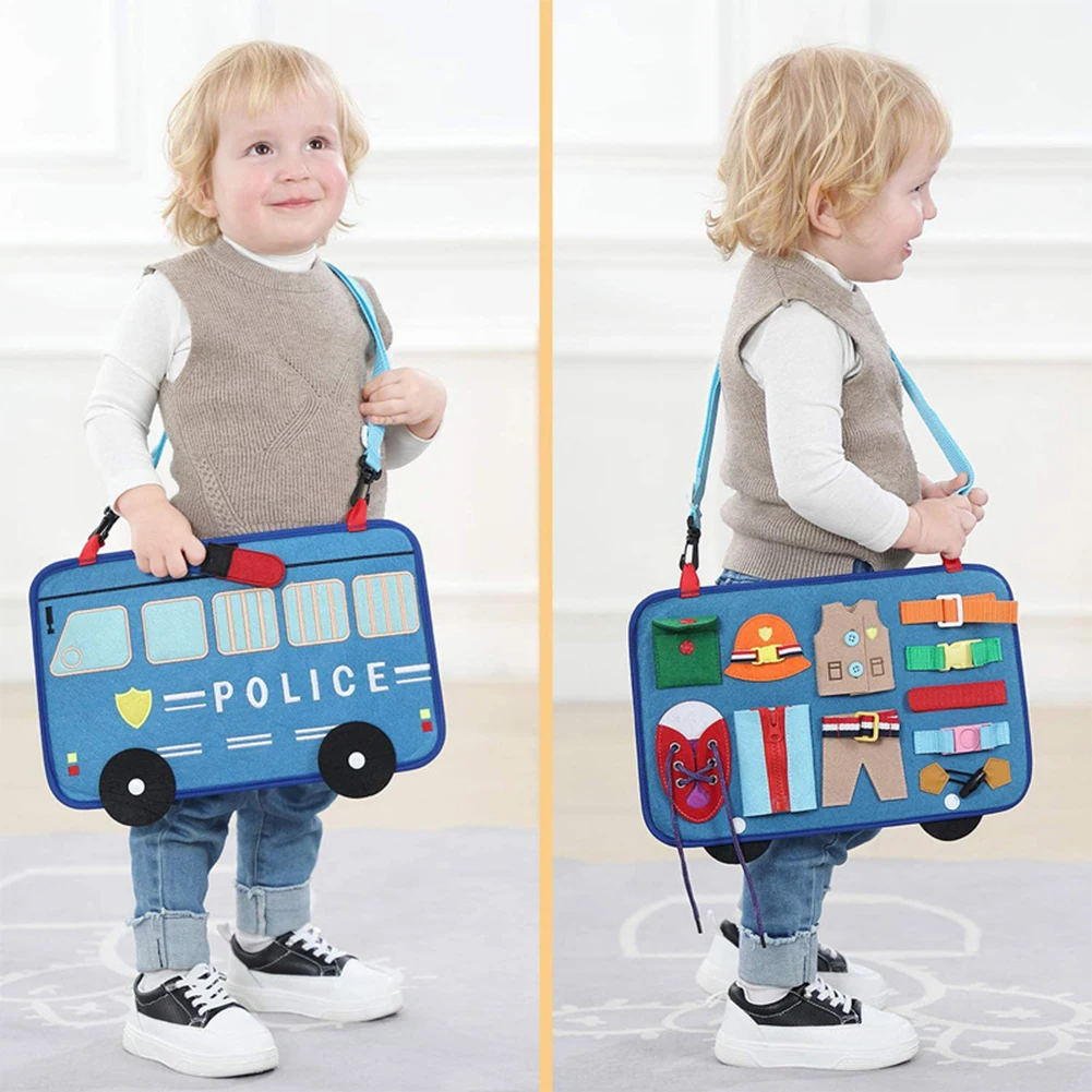 

Kids Busy Board Buckle Montessori Toys Baby Learns Life Skills with Zipper Buttons Training Tool Childs Sensory Educational Game