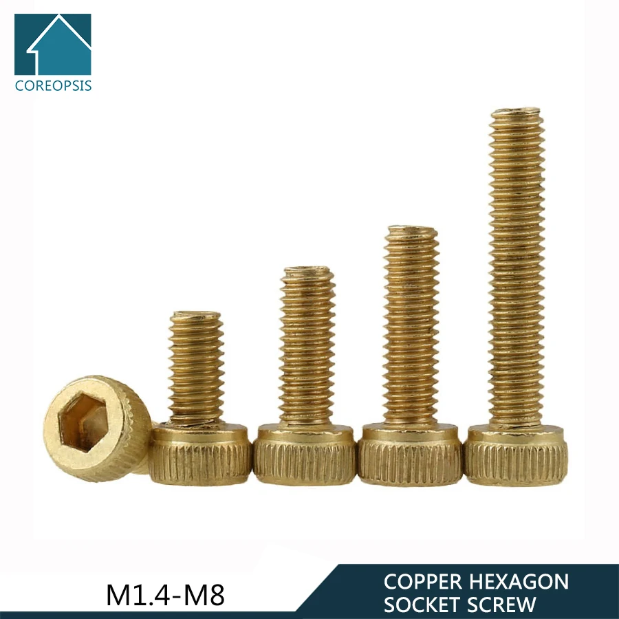 

Латунный винт с шестигранной головкой M2 M2.5 M3, медные винты с головкой, длина 4 мм-30 мм