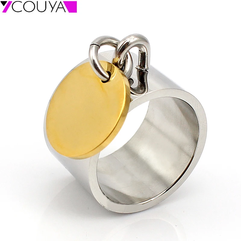 COUYA Women's Rings US Size 6-11 Stainless Steel Silver Color Punk Width With oval-shaped Button Fashion Party Jewelry | Украшения и