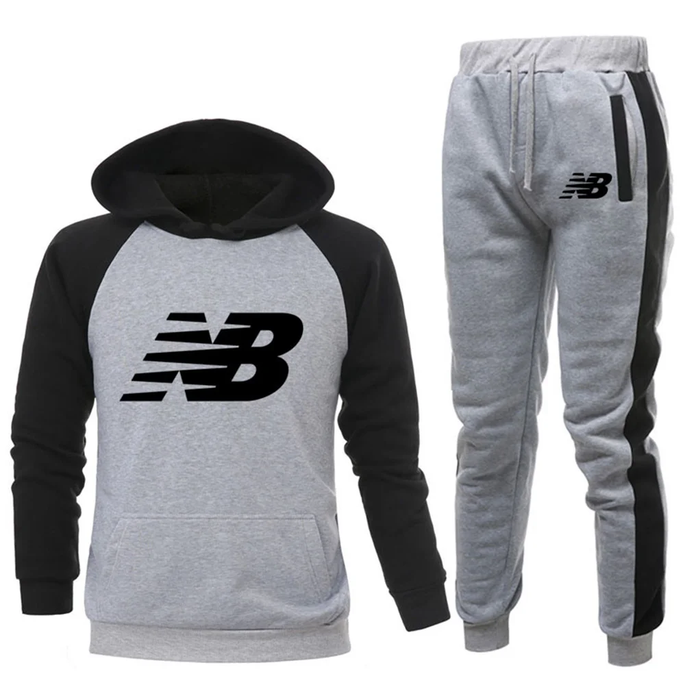 

Hoodie motom com capuz 2 peças de inverno impressão com capuz mais cashmere sweatpants roupas esportivas