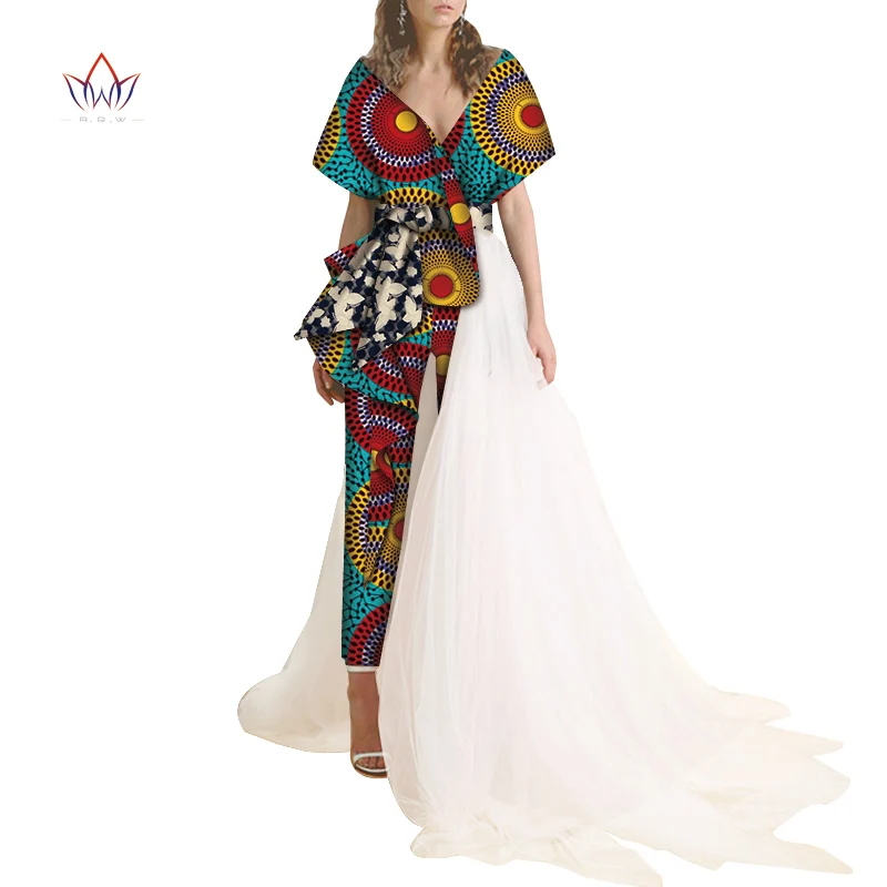 Africa 2 Piece Women Set Autumn Work Wear Short Sleeve Blazers Pencil Pants Suit Two Piece Set Party Lady Outfits WY5961