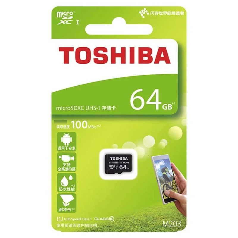 64GB TOSHIBA Micro SD карты M203 Class 10 16 Гб оперативной памяти, 32 Гб встроенной памяти, 64 ГБ 128 Гб карта памяти C10 мини SD карты SDHC/SDXC UHS-I TF карта для смартфона/ТВ - Емкость: 64GB
