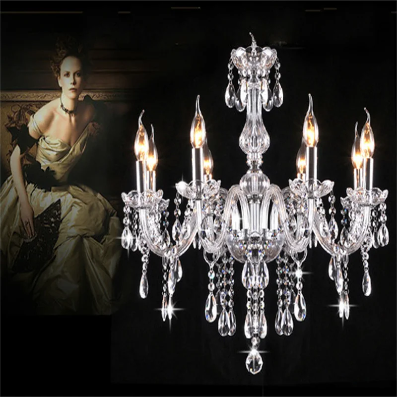 Современная светодиодный йская светодиодная хрустальная люстра с 8 лампочками