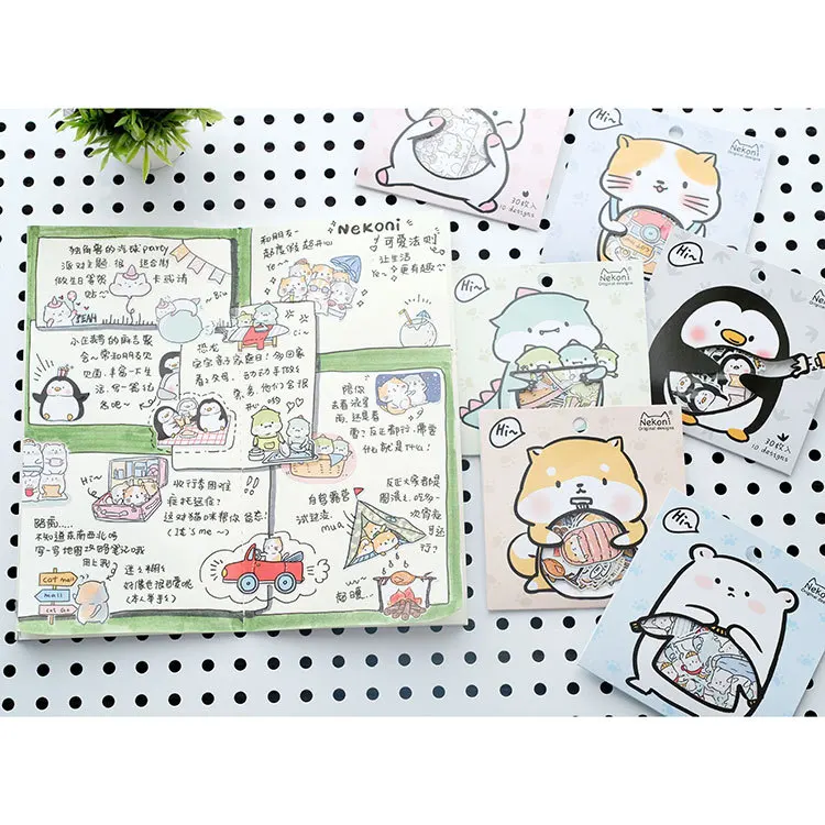 30 шт./компл. корейский импортный бренд NeKoni наклейки с милыми маленькими животными