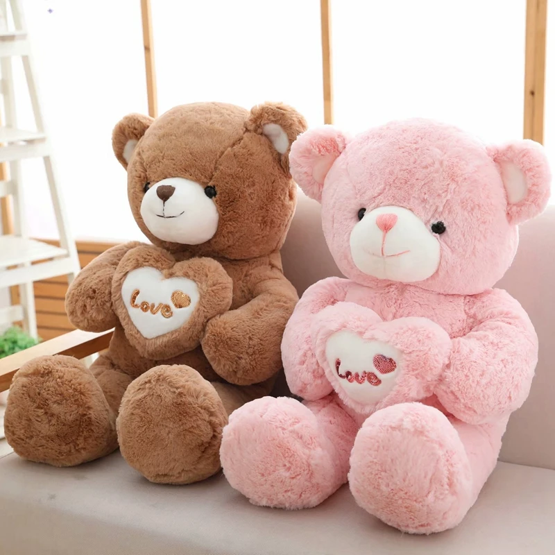 Креативный плюшевый медведь с любовным сердцем, большая игрушка 80 см, милый медведь, мягкая кукла, игрушка-пилоу, подарок на день рождения ... от AliExpress RU&CIS NEW