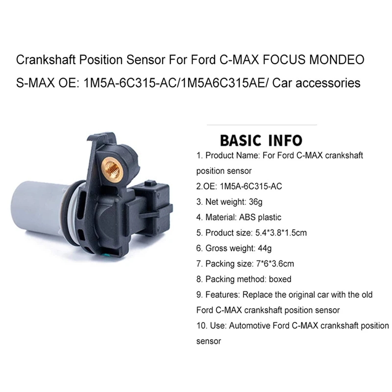 1 шт. 2 контактный Датчик положения коленчатого вала для C Max Galaxy Mondeo Turnier 1M5A 6C315 AB