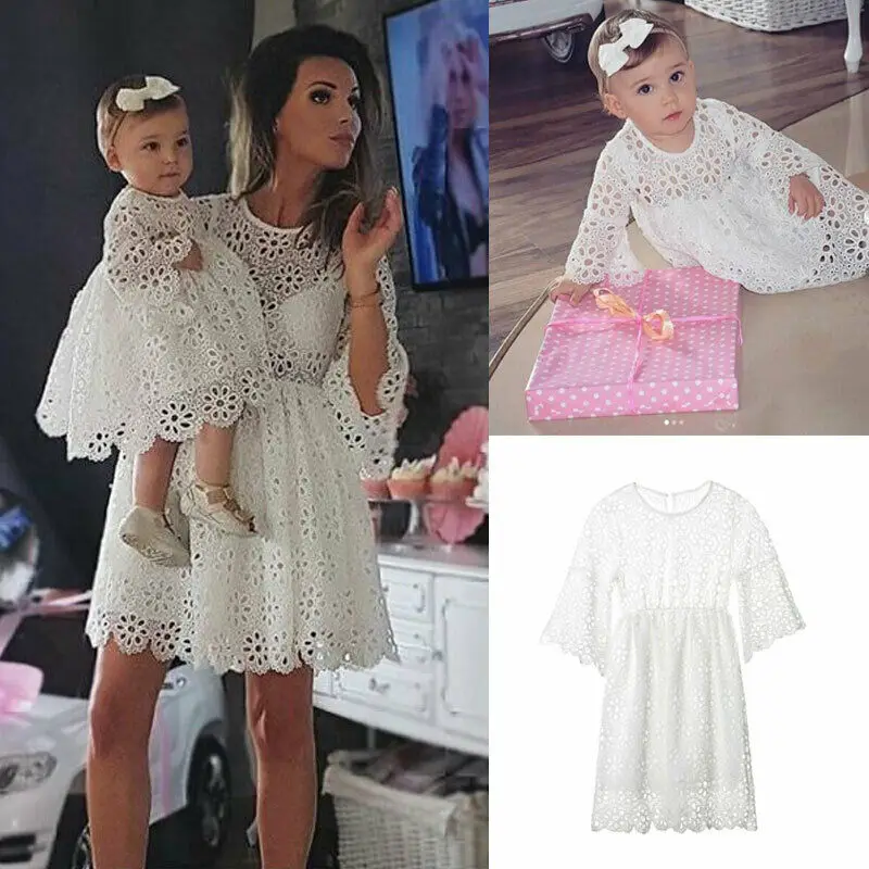 Платье для дочки кружевное с цветочным принтом | Женская одежда
