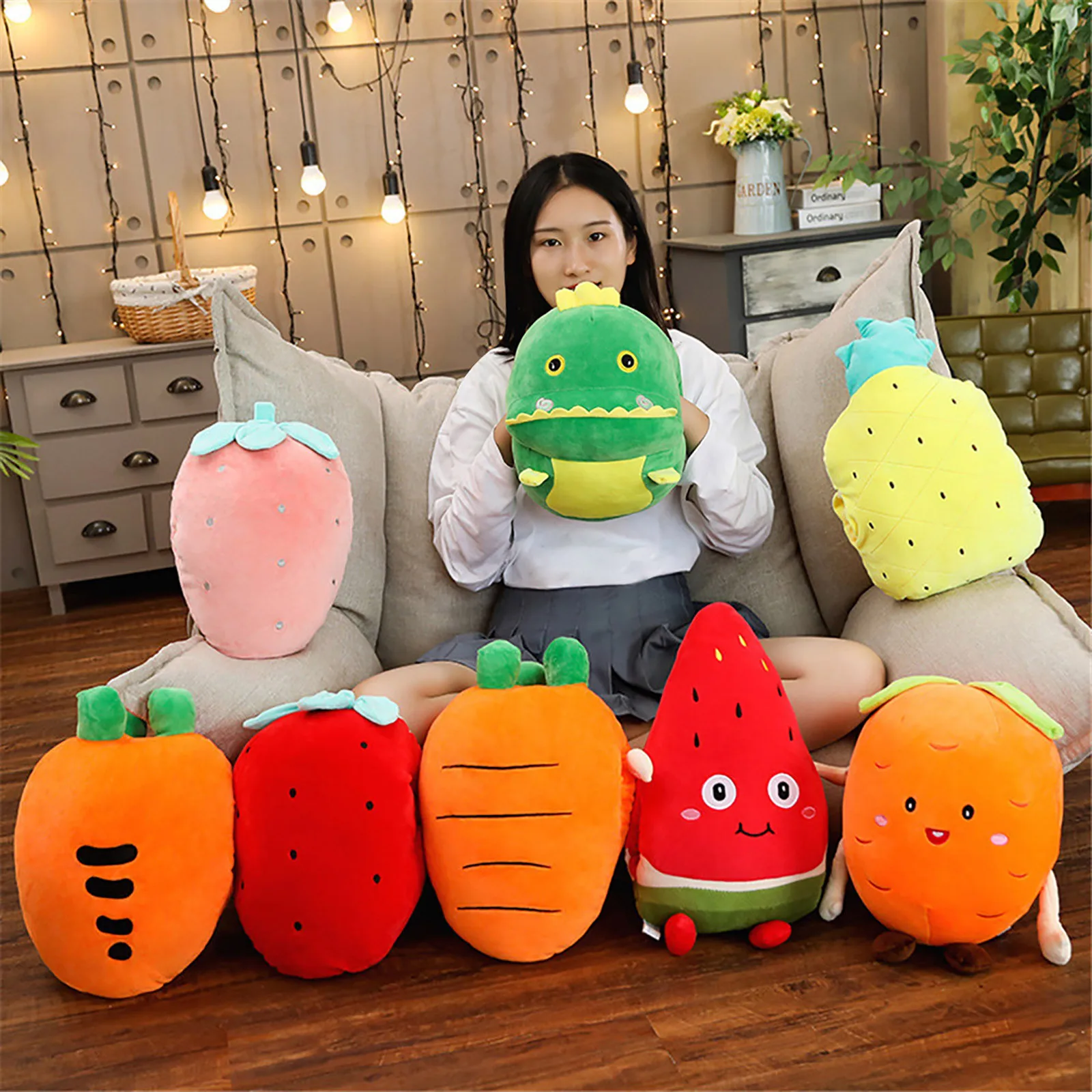 

Cute Cartoon Fruit Toy Warm Hand Pillow Cushion Decorative Dual-use Play Winter Toys Soft And Comfortable Plush Pillow Toy Gift