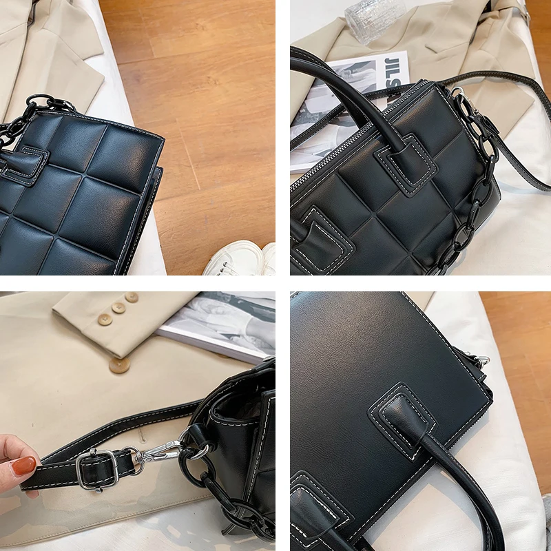 

2020 fashion new elegant female plaid handbag high quality PU leather women's designer handbag retro single shoulder messenger b