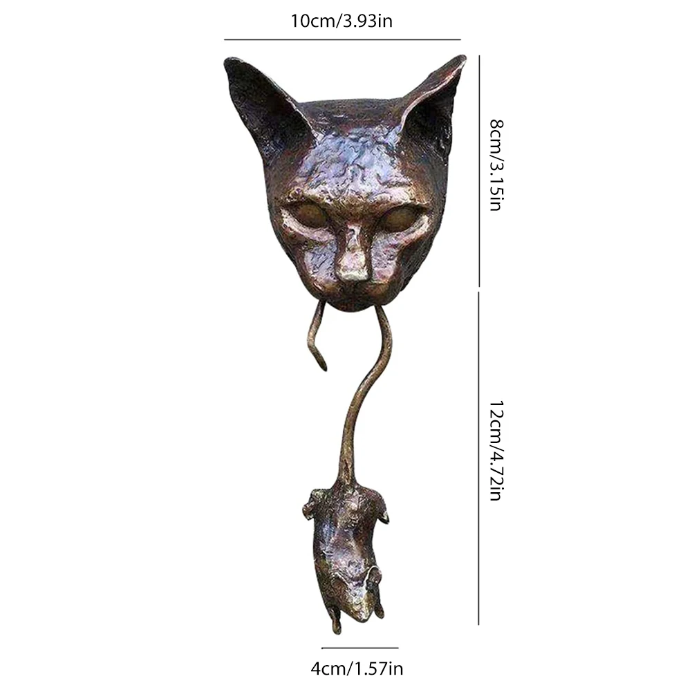 

Cat Mouse Sculpture Door Knocker Front Door Knocker Decoration Creativity Wall Resin Home Room Garden Ornament Hanging Statue