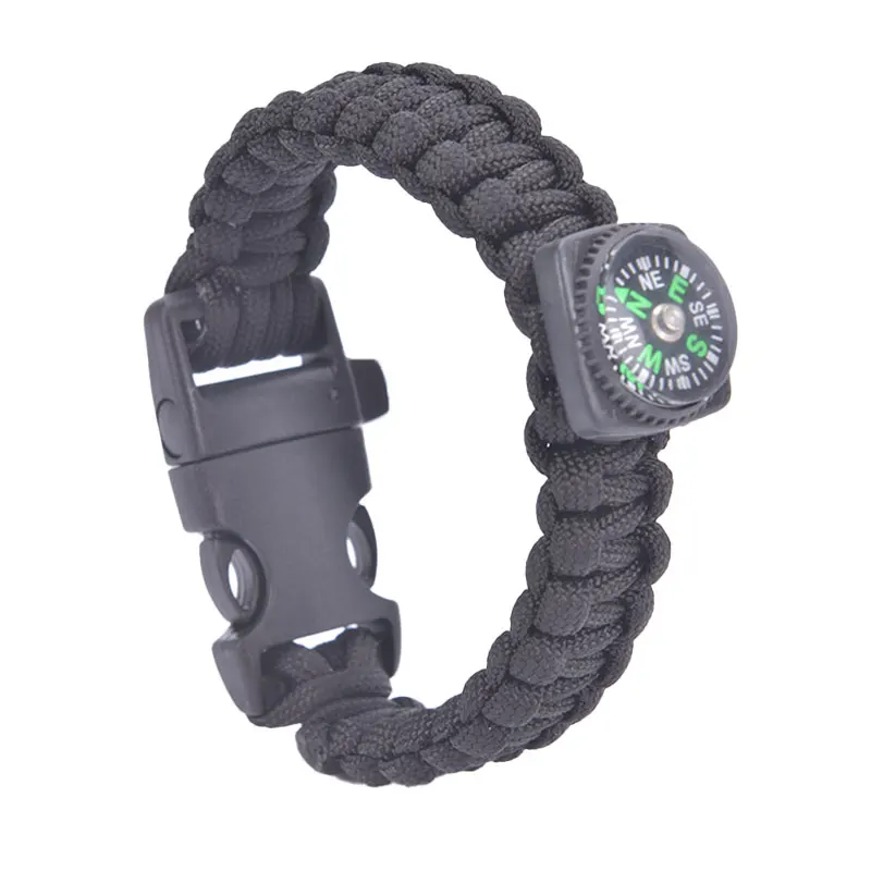 

Outdoor Survival Bracelet Men Women Braided Cord Multi-function Camping Rescue Emergency Rope Bangles Compass Whistle