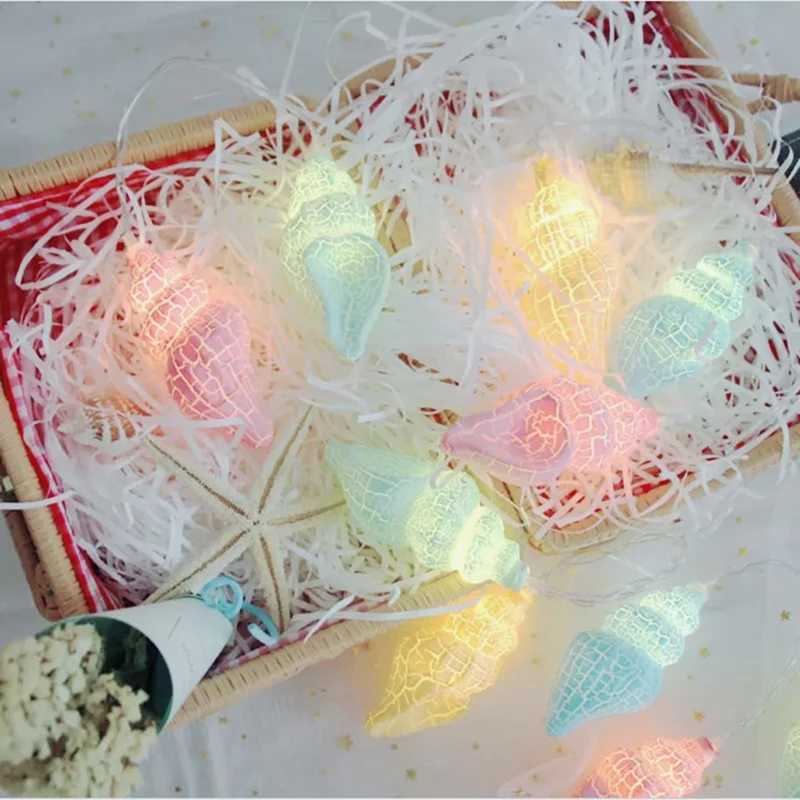 Conch light 10/20 светодиодный Сказочный Звездный струнный светильник 1,5 м 3 м светодиодный гирлянда гирлянды наружные садовые Свадебные украшения праздничные II - Испускаемый цвет: Conch light