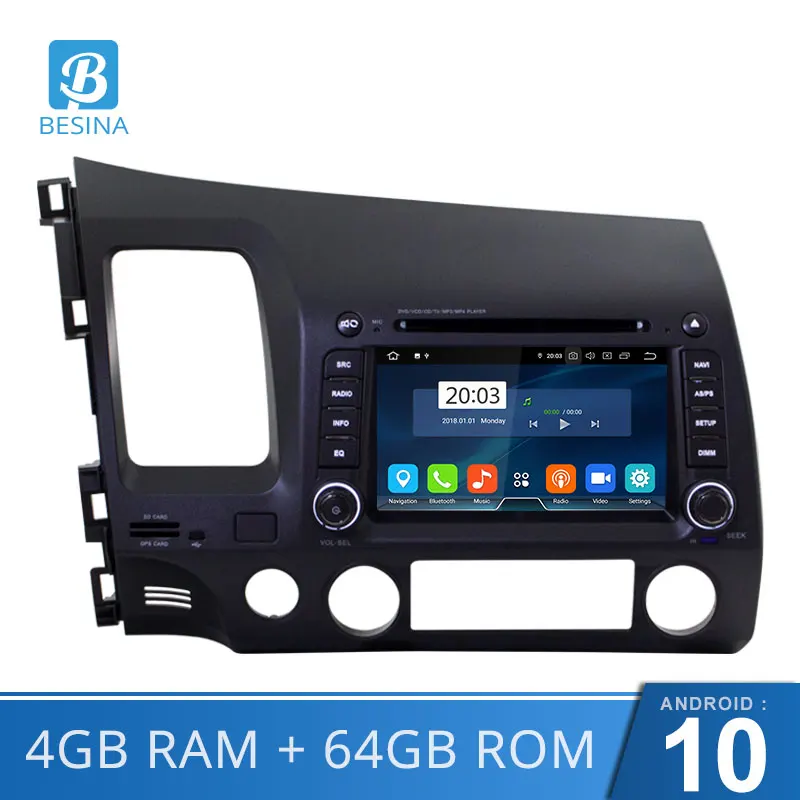 Besina Android 10 0 автомобильный dvd плеер для Honda Civic 2006 2007 2008 2012 2 Din автомобильное радио GPS