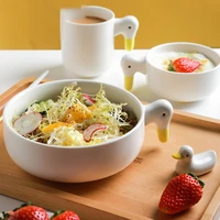 cerative tableware ceramic duck bowl bowl mug with handle home breakfast salads bowl for kitchen food dessert decor bowls vajill