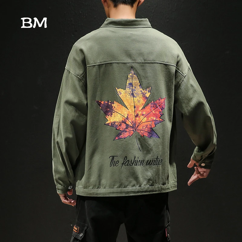 Одежда в Корейском стиле виде кленового листа &quotхип-хоп&quot с принтами куртка