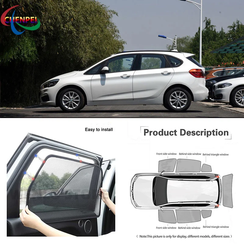 For BMW 2 Series Car Full Side Windows Magnetic Sun Shade UV Protection Ray Blocking Mesh Visor Car Decoration Accessories