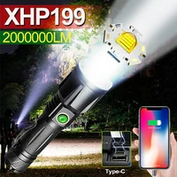 2000000lumen xhp199 most powerful led flashlight torch usb rechargeable tactical flash light 18650 waterproof zoomable hand lamp