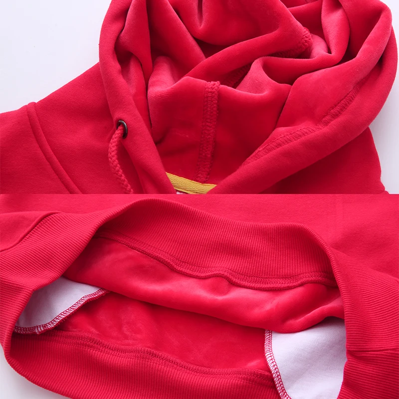 Оптовая продажа Зимняя Теплая Бархатная толстовка с капюшоном и логотипом на