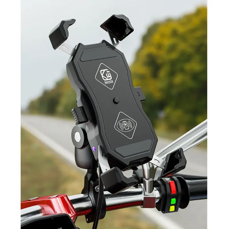 

Motorcycle Bicycle Phone Holder 15W Qi Wireless Charger Stand QC3.0 USB Cellphone Holder Waterproof