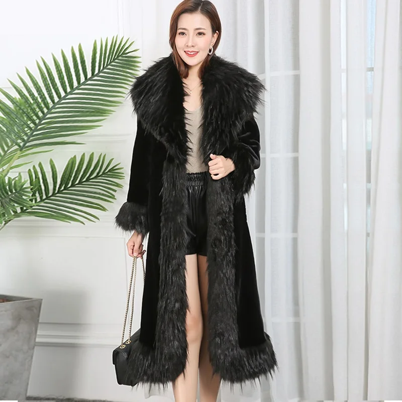 Роскошное меховое пальто с воротником из лисьего меха 2020 зимнее женское