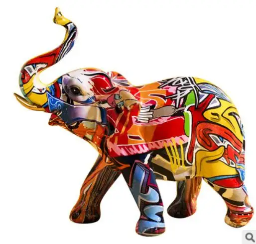 

European and American creative dazzle color elephant ornaments home living room wine cabinet porch wine cabinet decoration resin