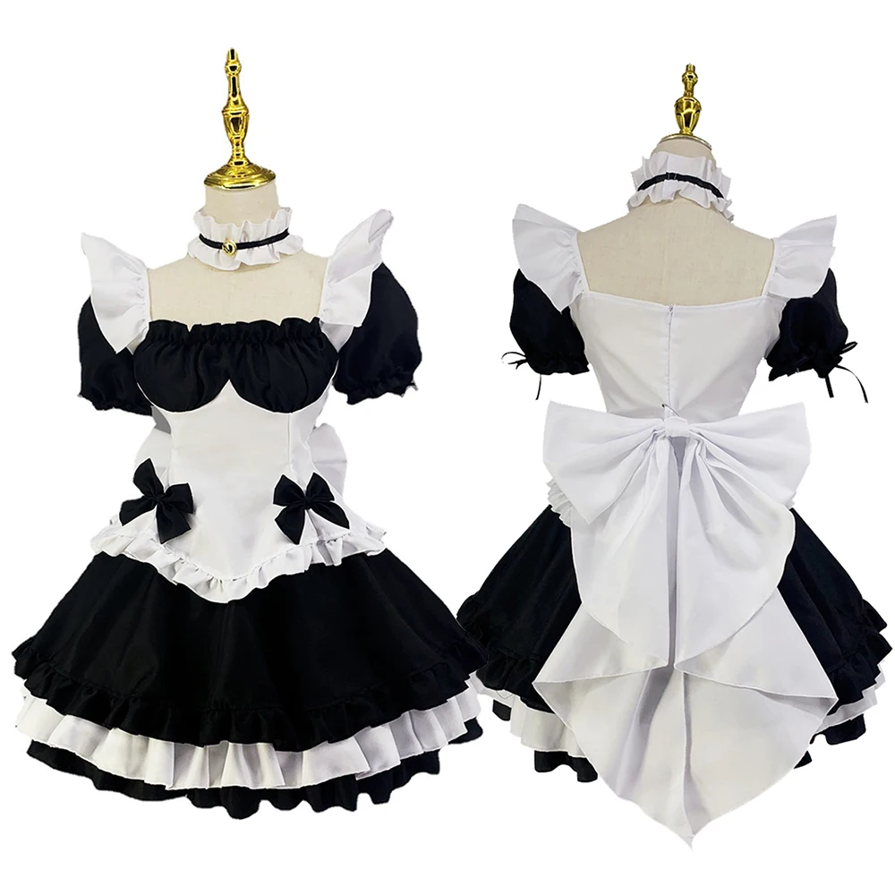 

3XL 4XL 5XL Plus Size Women's Sweet Lolita Dresses Girls Black Gothic Multi Layers Classic Adult Maid Outfit Halloween Costumes