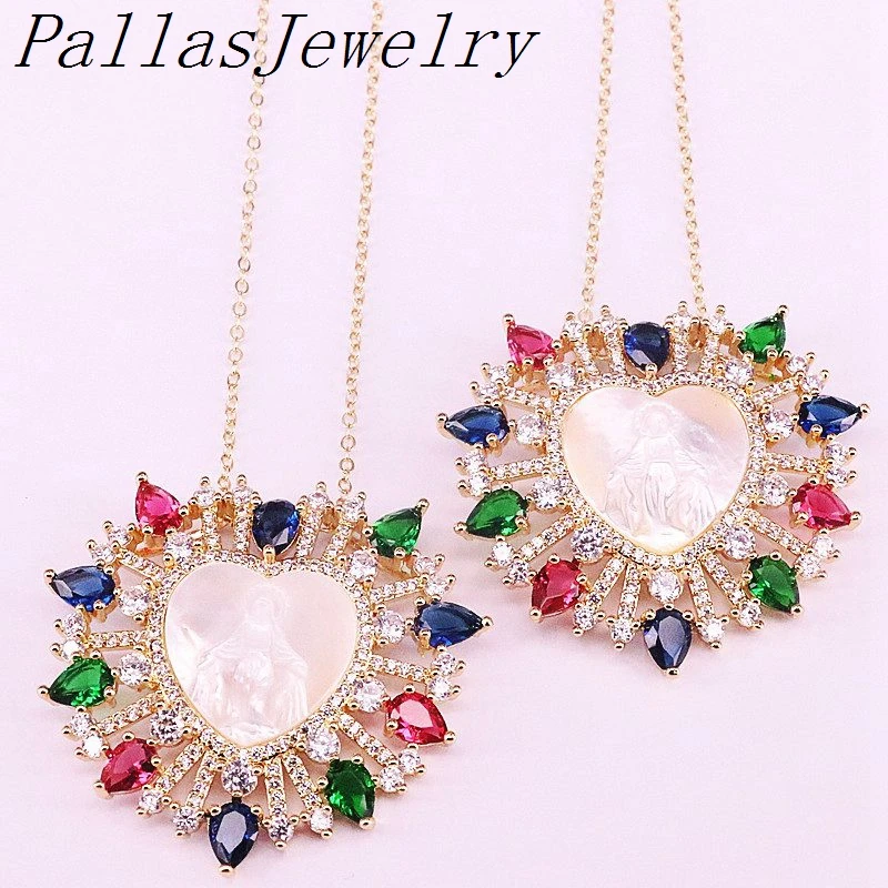 3 шт. белый корпус Девы Марии Радуга CZ кубический цирконий микро проложить сердце